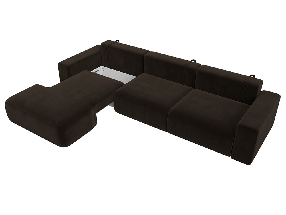Диван угловой Лига-036 НПБ Классик Лонг левый угол МИКРОВЕЛЬВЕТ Коричневый