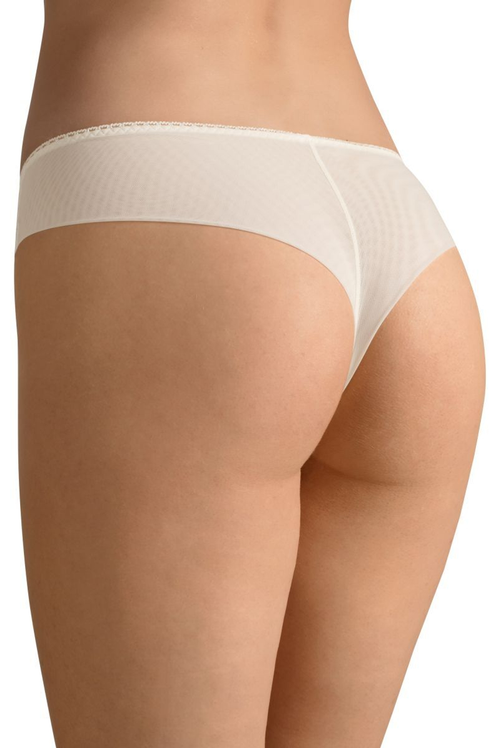 Трусики-бразилиана со вставками из кружевного полотна (Размер: XL) (Цвет: кремовый)