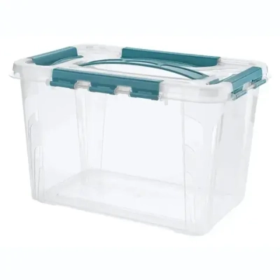 ЯЩИК ДЛЯ ХРАНЕНИЯ УНИВЕРСАЛЬНЫЙ С ЗАМКАМИ И РУЧКОЙ GRAND BOX, 290х180ММ, 6,65Л (Голубо