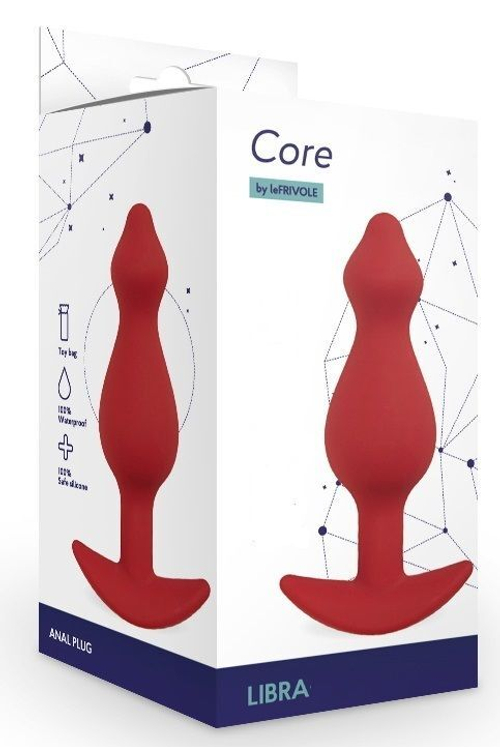 Бордовая анальная пробка Libra L - 14,2 см.