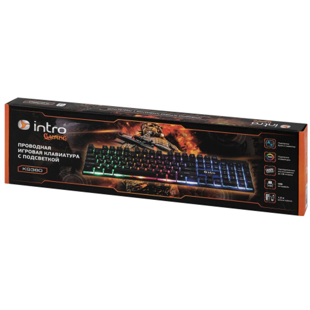 Клавиатура Intro KG380 игровая проводная с подсветкой черная