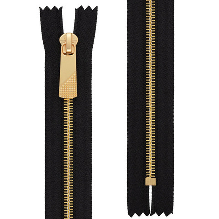 Молния Металл цв.черный "Gamma"  KAP-8  20 см под золото, одноз. Т 8