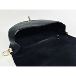 Женская сумочка с застежкой-пчелкой из натуральной кожи черного цвета