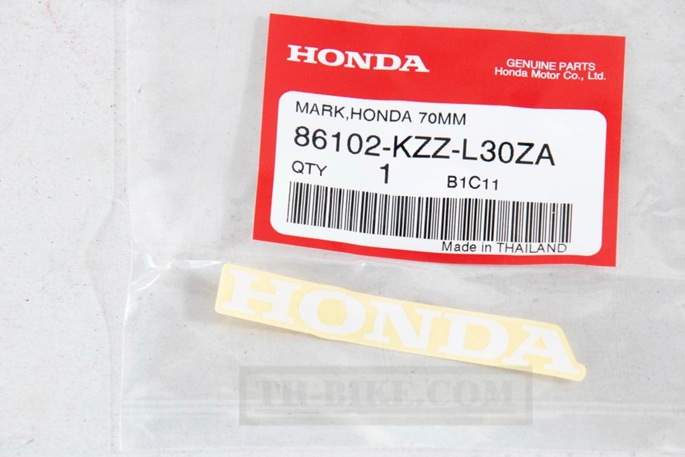 86102-KZZ-L30ZA. MARK, HONDA (70MM) *TYPE1*. Honda CRF250-300L-M-Rally original mark on the tail