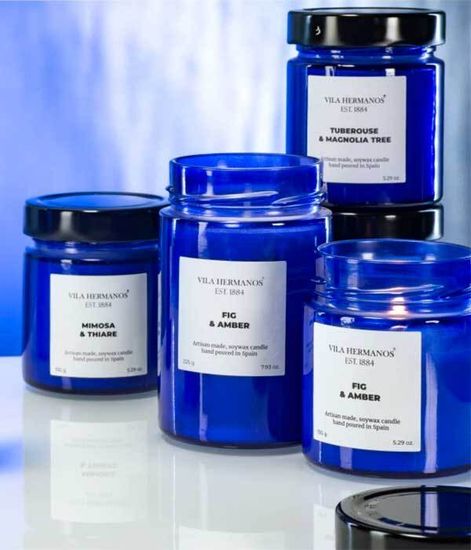 Tuberose & Magnolia Tree, свеча Apothecary cobalt blue Collection, Vila Hermanos