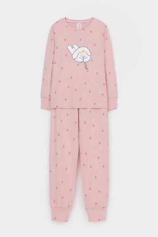 пижама  для девочки  К 1621/розовый жемчуг,цветочная поляна