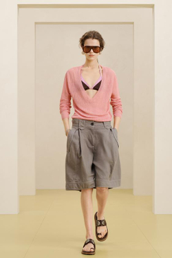 ZARA ШОРТЫ-БЕРМУДЫ ИЗ СМЕСИ ХЛОПКА И 23% ЛЬНА, СЕРЫЙ/СИНИЙ