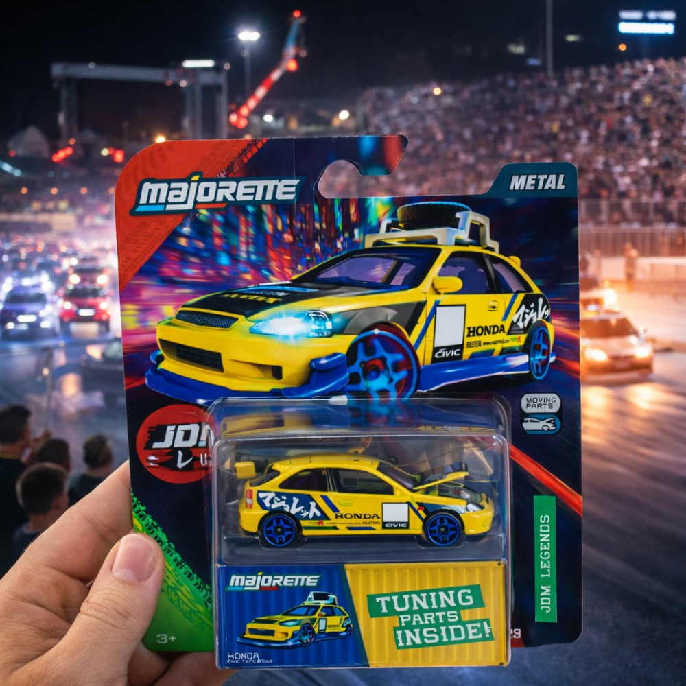 Majorette JDM LEGENDS - Металлическая машина No.1 Honda Civic Type R EK9 1:64 4101001