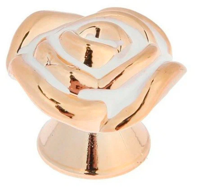 Ручка кнопка Rose 01 белая с золотом 4647190