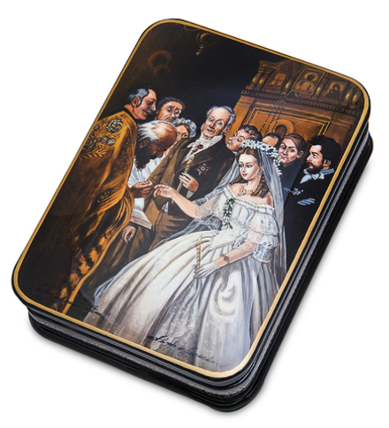 Народные промыслы ШК-55/196 Шкатулка «Неравный брак» исп. Лидяева Л.