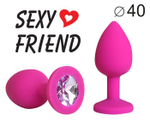 Анальная пробка Sexy Friend с сиреневым кристаллом, силикон