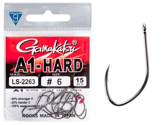 Крючки Gamakatsu A1 LS-2263 EYED HOOKS BLACK  разм. 06 15шт.