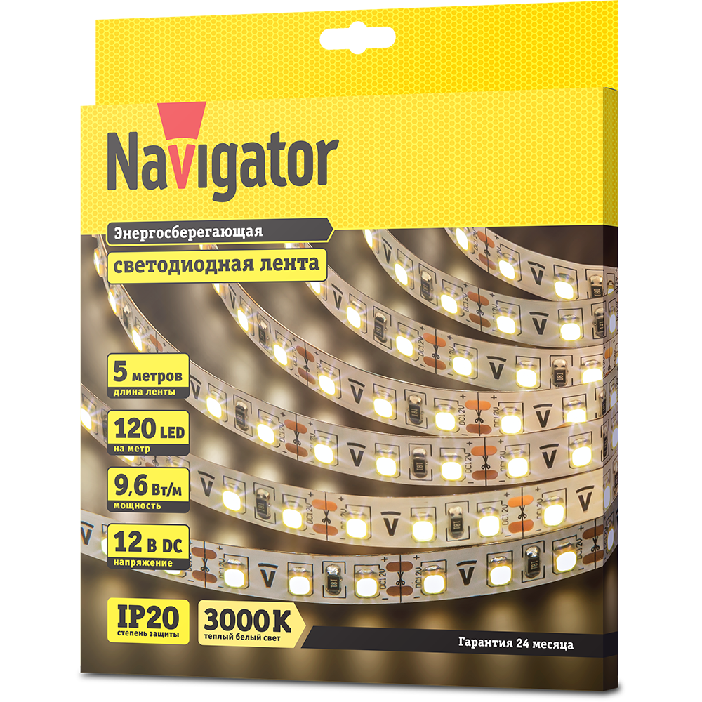 СД Лента Navigator 71 410 NLS-3528WW120-9.6-IP20-12V R5