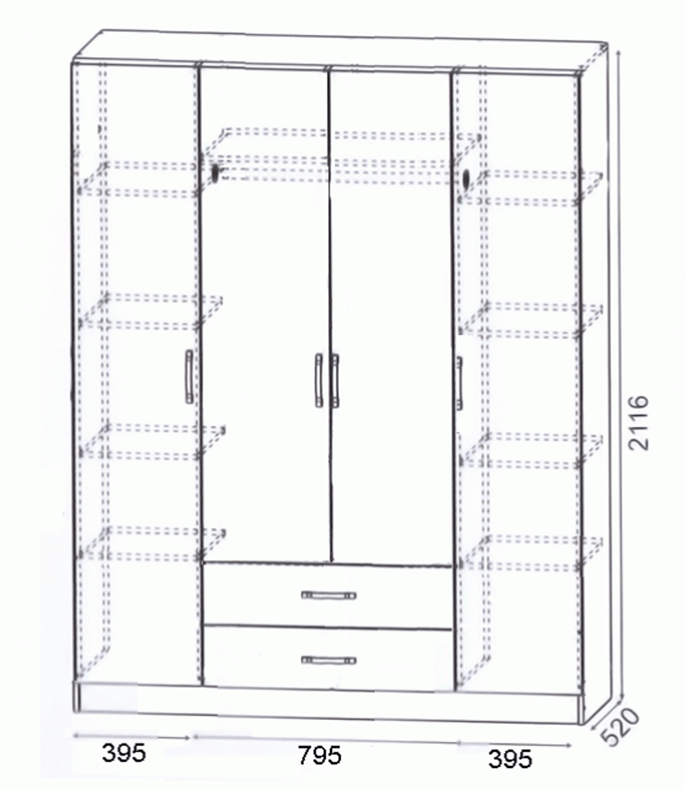 Шкаф АНКОР 4х створчатый, Милана, г. Уфа