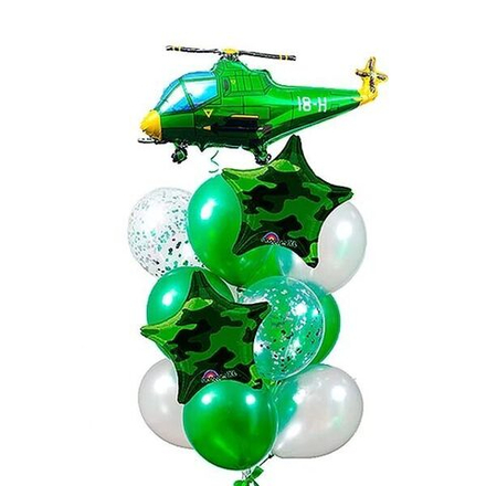 Композиция воздушных шаров "Вертолёт с звездами"