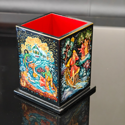 Стакан под ручки и карандаши "По-щучьему веленью" (Ручная роспись Палех)