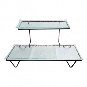 Сет из двух стеклянных блюд для выкладки на металлическом основании 38*22*19 см P.L.