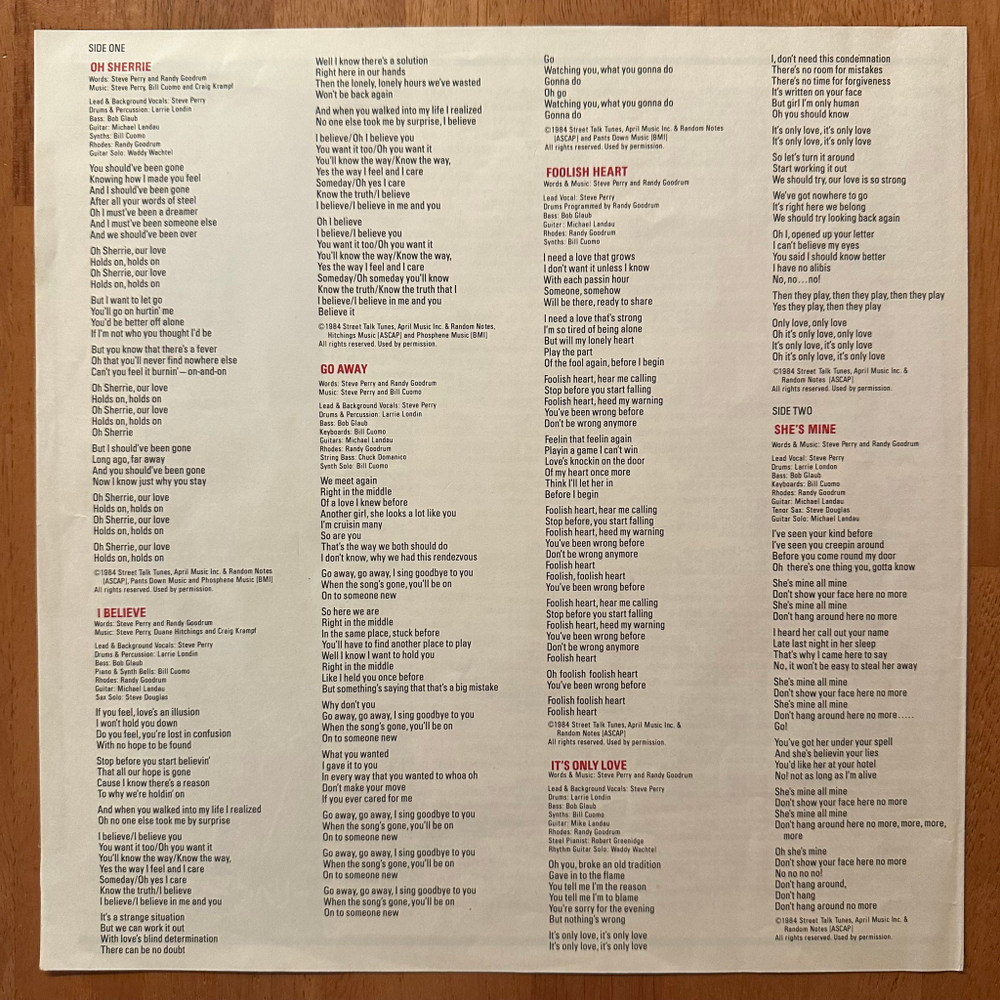 Steve Perry ‎– Street Talk (Япония 1984г.)