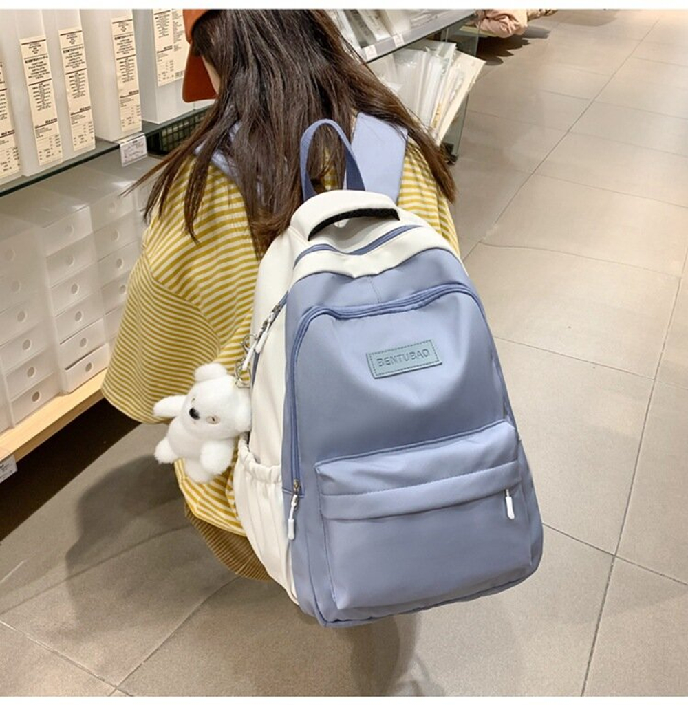 Рюкзак школьный повседневный городской женский мужской, голубой