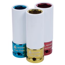 МАСТАК (006-43C) Набор ударных глубоких шестигранных головок 1/2", 17, 19, 21 мм, пластиковое покрытие, кейс, 3 предмета