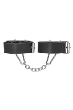 Черные кожаные наручники-браслеты из одного ремешка с люверсами (Цвет: черный)