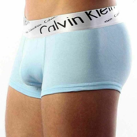 Мужские трусы боксеры светло-голубые с косой резинкой Calvin Klein Steel Boxer Italics Sky Blue