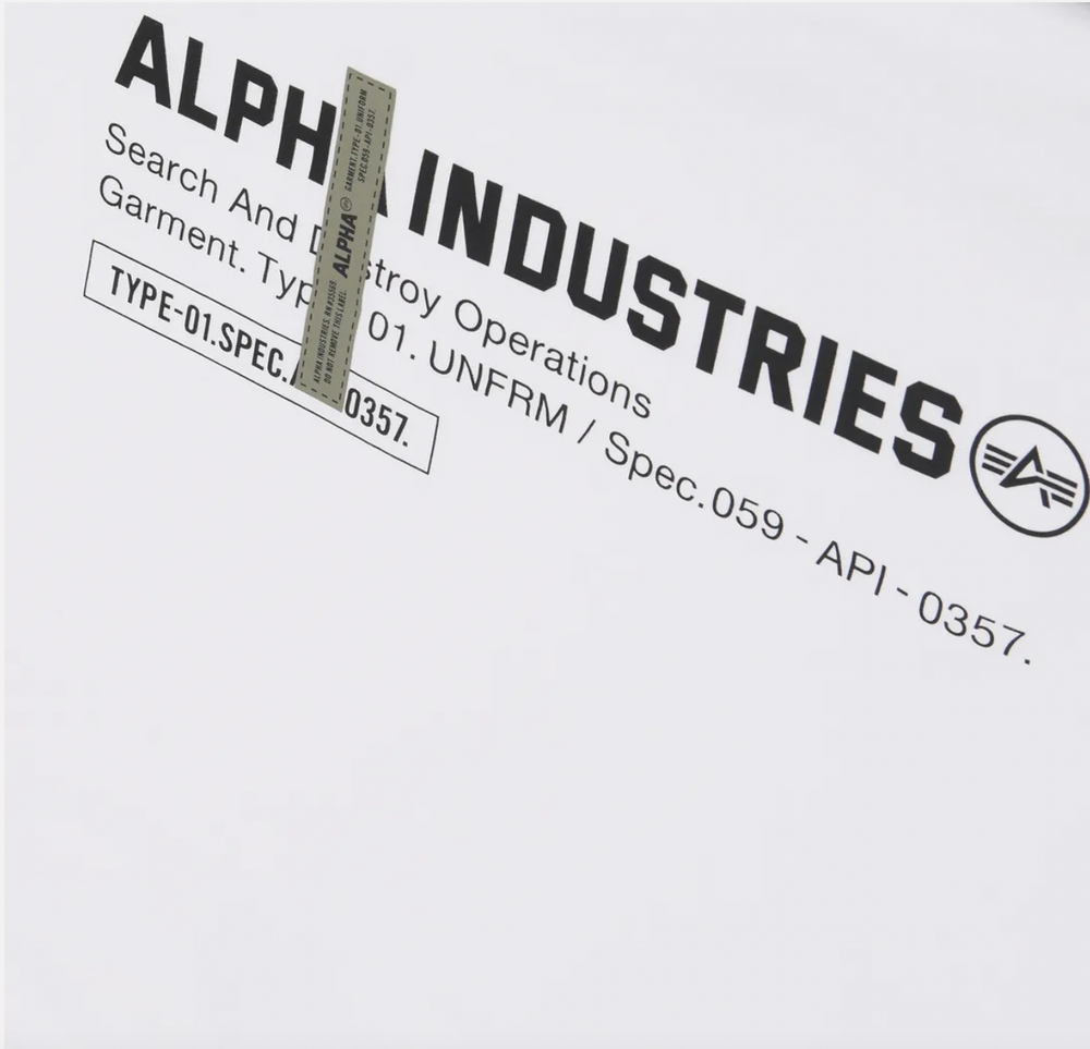 Футболка Alpha Industries Garment Type (Белая)