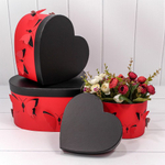 Коробка 28.5х26х15 см Набор 3 шт "Сердце" Бабочки (Красный)