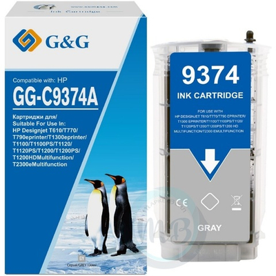 Картридж G&G, аналог HP C9374A (№72) для Designjet T610/T770/T790/T1100/T1200/T1300/T2300 серый 130ml