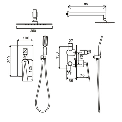 Смеситель встроенный с изливом Boheme VENTURO 374-W-2