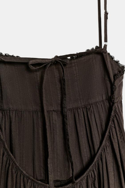 ZARA ДЛИННОЕ ПЛАТЬЕ, ТЕМНО-КОРИЧНЕВЫЙ