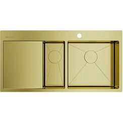 Мойка Akisame 100-2-LG-R нерж.сталь/светлое золото(арт.4973090)