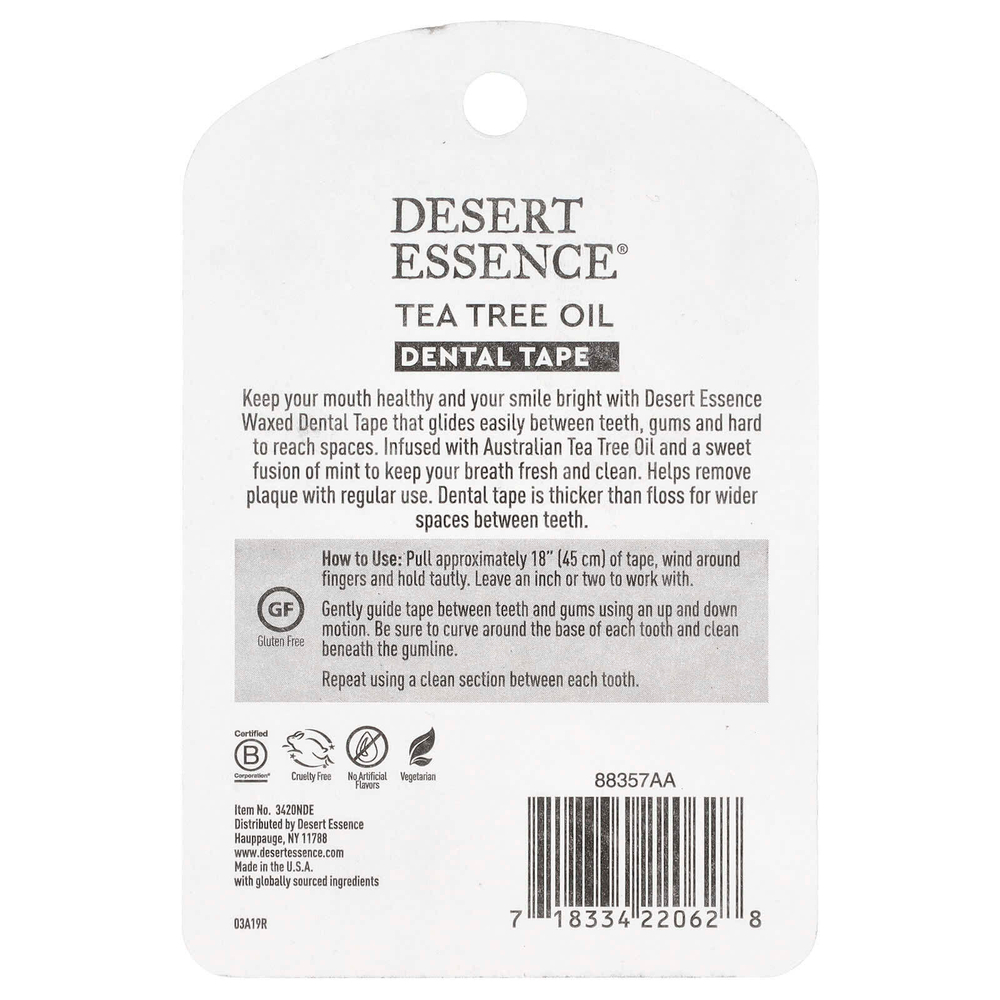 Desert Essence, Зубная лента с маслом чайного дерева, покрытая воском, 30 ярдов (27,4 м)