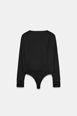 ZARA БОДИ С ДРАПИРОВКОЙ И ЦЕПОЧКОЙ, ЧЕРНЫЙ