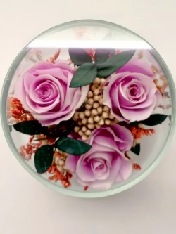 натуральные кустовые розы в стекле, вакуум*