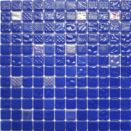 STP-BL003-L Natural Мозаика из стекла Steppa синяя с перламутром глянцевая