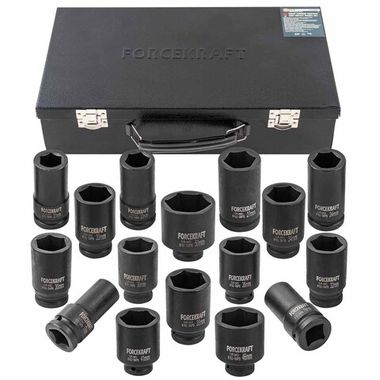 Набор головок ударных глубоких 3/4''16пр.(17,19,21,22,24,27,30,32-36,38,41,46,50) в кейсе FORCEKRAFT FK-6162-5MPB