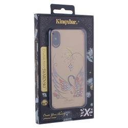 Чехол-накладка KINGXBAR для iPhone XS/ X (5.8&quot;) пластик со стразами Swarovski 49F Лебединая Любовь черный