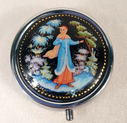 Сувенирный контейнер для хранения мелочей с ручной росписью Палех "Снегурочка"