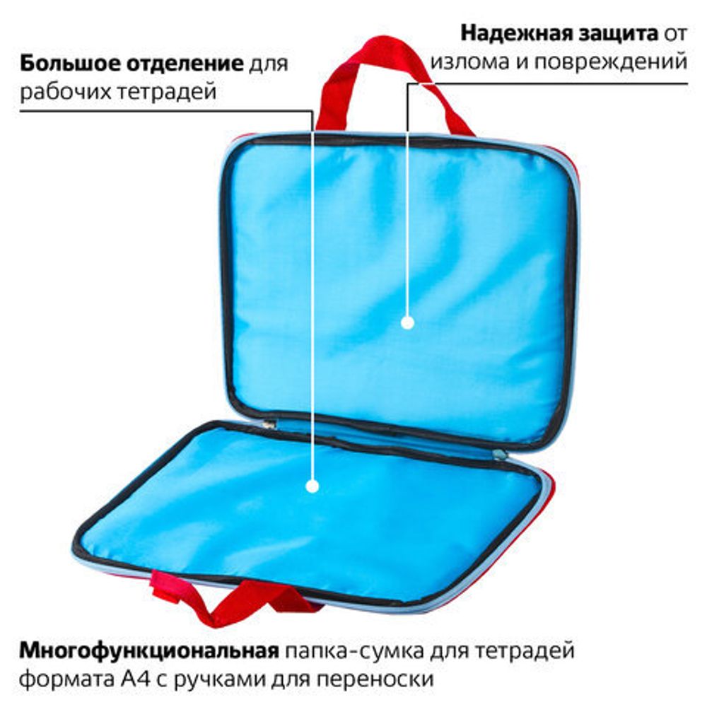 Папка на молнии с ручками BRAUBERG, А4, ткань, с подкладкой, сублимация, для девочек, "Китти", 227080