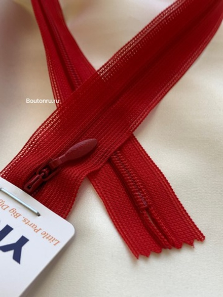 Молния YKK потайная, неразъемная тип 2 алая 519