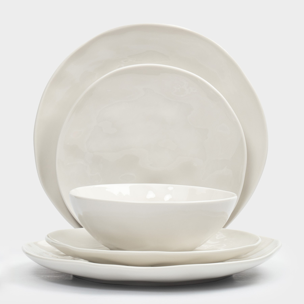 Сервиз обеденный мятый эффект на 6 персон 18 предметов фарфор