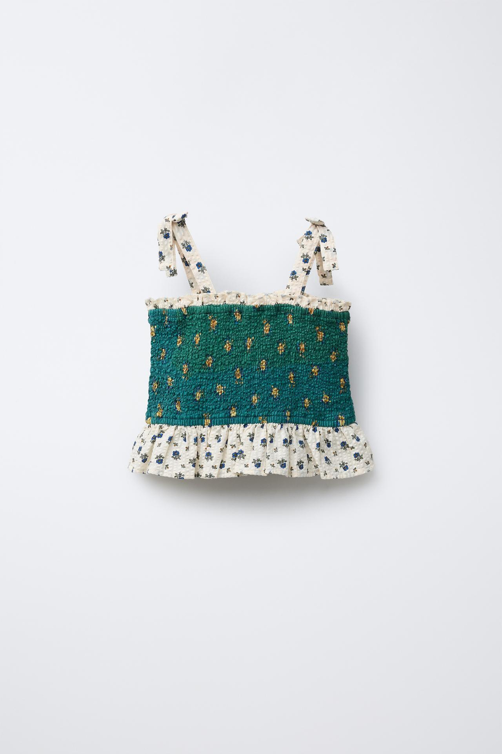 ZARA ТОП С ЦВЕТОЧНЫМ ПРИНТОМ, ЭКРЮ