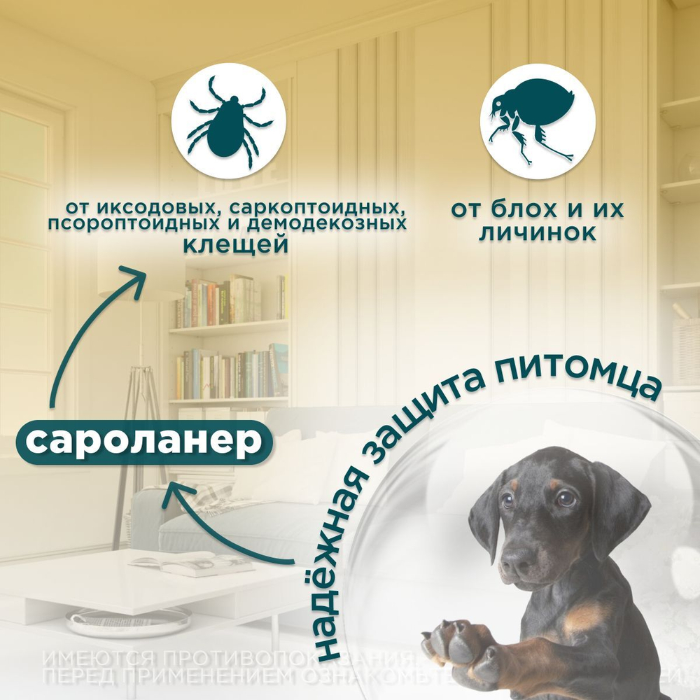 Таблетки жевательные от блох и клещей "Симпарика" 40мг для собак средних пород от 10.1 до 20 кг 3 штуки в упаковке
