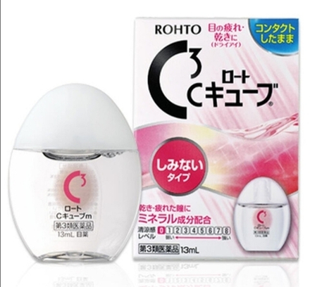 Rohto 3C, Глазные капли, увлажняющие, при ношении мягких и жестких контактных линз, 13 мл., без ментола