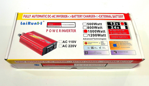 12V-1000W / Инвертор напряжения LaiRun 12-220V 1000W (12 вольт) (1 шт.)