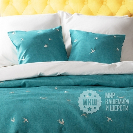 Покрывало для спальни с вышивкой ПРАЙМ (арт. BL02-245-04) - бирюзовое