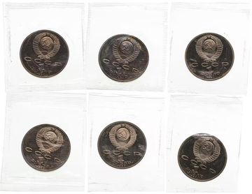 Набор монет 1 рубль 1991 «XXV Олимпийские игры 1992 года Барселона», 6 монет в запайке