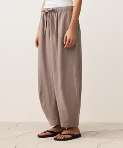 OYSHO Брюки-баллоны из 100% льна, серо-коричневый
