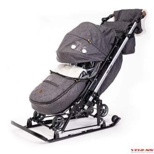 Санки-коляска Ника Joy every day1 J1/1 серый с кроликами
